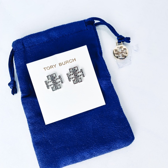 Tory Burch Britten Logo Stud Earring - Picture 1 of 5